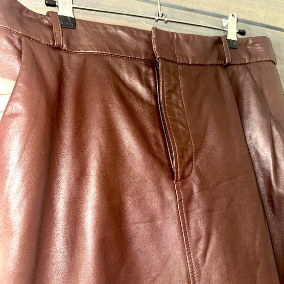 Veda Chocolate Brown Leather Skirt. - Picture 3 of 11